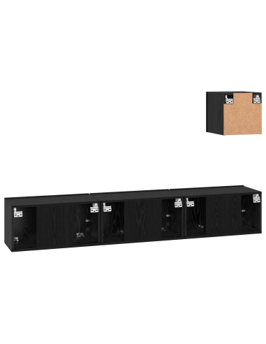 Set mobile TV 4 pcs Rovere Nero Legno multistrato