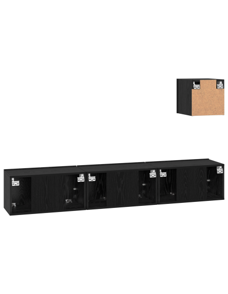 Set mobile TV 4 pcs Rovere Nero Legno multistrato