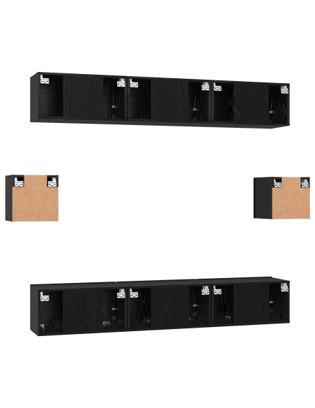 Set di Armadietti TV Altro 8 pcs Rovere Nero 60 x 30 x 30 cm