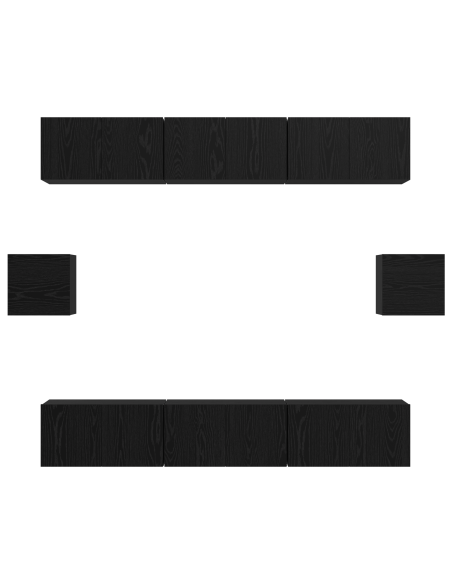 Set di Armadietti TV Altro 8 pcs Rovere Nero 60 x 30 x 30 cm