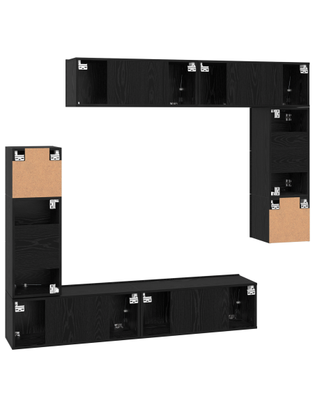 Set di Mobili per TV 8 pcs Rovere Nero 80 x 30 x 30 cm