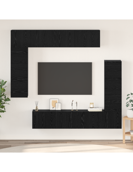 Set di Mobili per TV 8 pcs Rovere Nero 80 x 30 x 30 cm