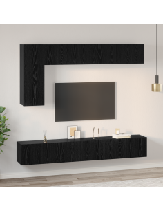 Set mobile TV 6 pcs Rovere Nero Legno multistrato