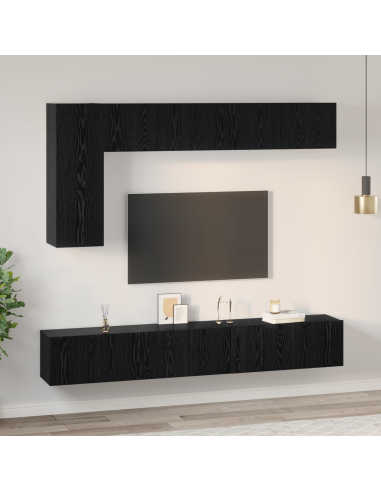 Set mobile TV 6 pcs Rovere Nero Legno multistrato