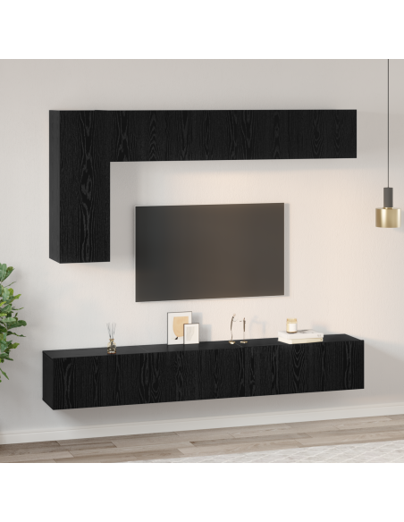 Set di Mobili per TV 6 pcs Rovere Nero 30.5 x 30 x 90 cm