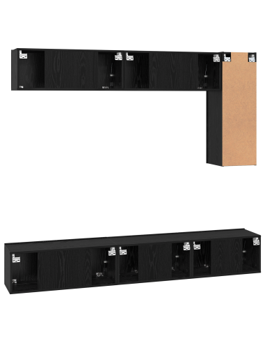 Set mobile TV 6 pcs Rovere Nero Legno multistrato