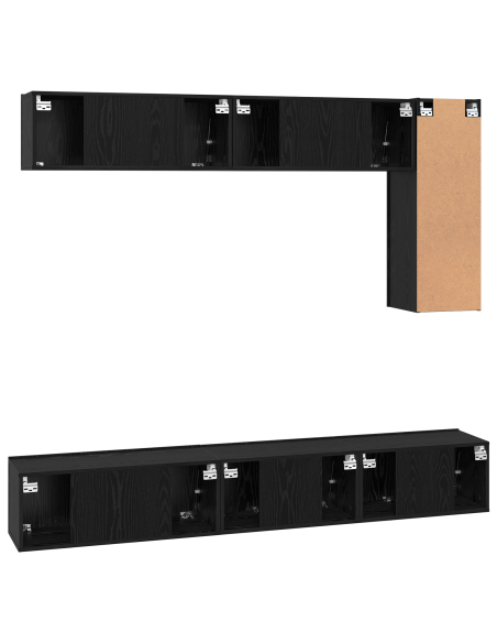 Set mobile TV 6 pcs Rovere Nero Legno multistrato