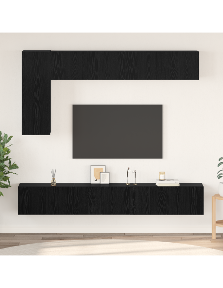 Set di Mobili per TV 6 pcs Rovere Nero 30.5 x 30 x 90 cm