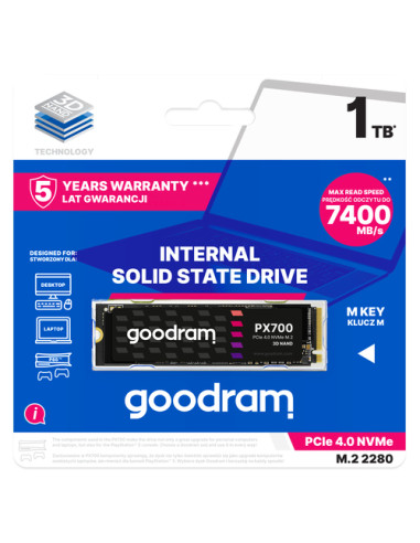 Goodram PX700 SSD SSDPR-PX700-01T-80 drives allo stato solido 1,02 TB M.2 PCI Express 4.0 NVMe 3D NAND