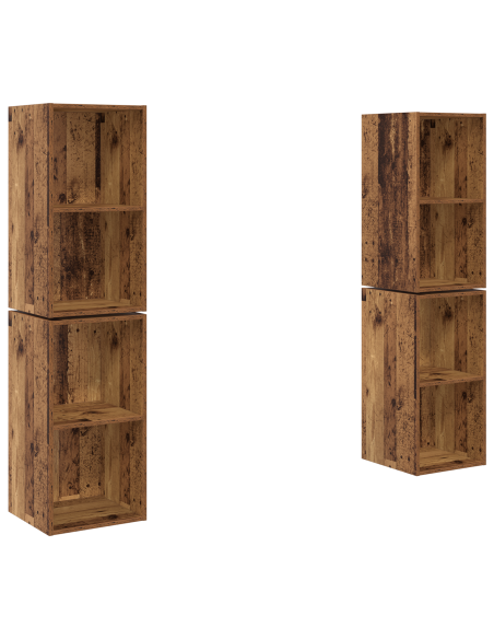 Mobile TV da Parete 4 pcs Legno Antico 37 x 37 x 72 cm