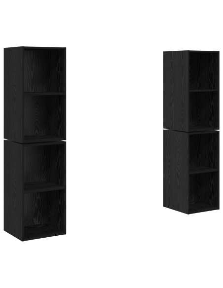 Mobile TV da Parete 4 pcs Rovere Nero 37 x 37 x 72 cm