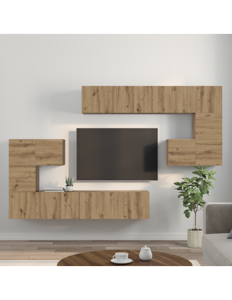 Set mobile TV con archiviazione con porta 8 pcs Quercia Artigianale
