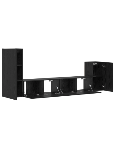 Mobile TV da Parete 3 pcs Rovere Nero Legno multistrato