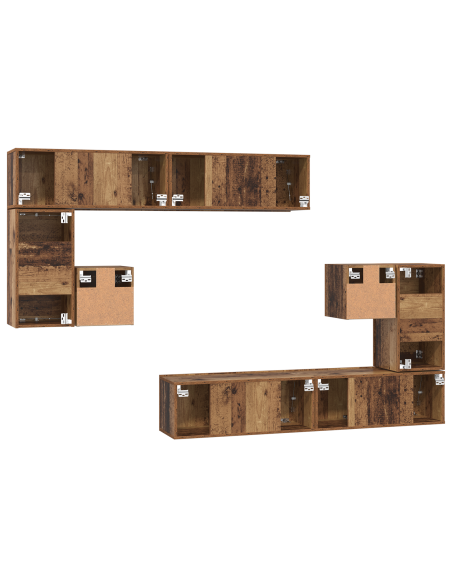 Set mobile TV 8 pcs Legno Antico Media 30.5 x 30 x 30 cm
