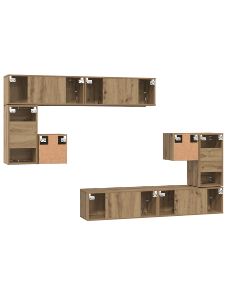 Set mobile TV con archiviazione con porta 8 pcs Quercia Artigianale