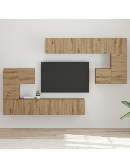 Set mobile TV con archiviazione con porta 8 pcs Quercia Artigianale