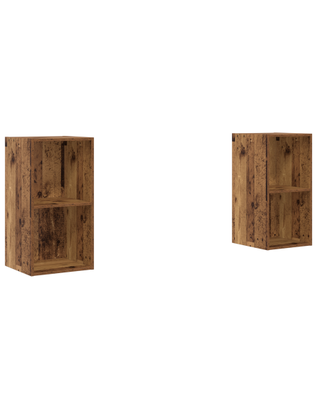 Mobile TV da Parete 2 pcs Legno Antico 37 x 37 x 72 cm