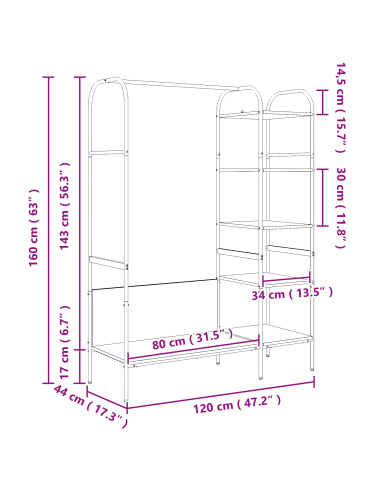 Stendibiancheria Grigio 120 x 44 x 160 cm Legno multistrato
