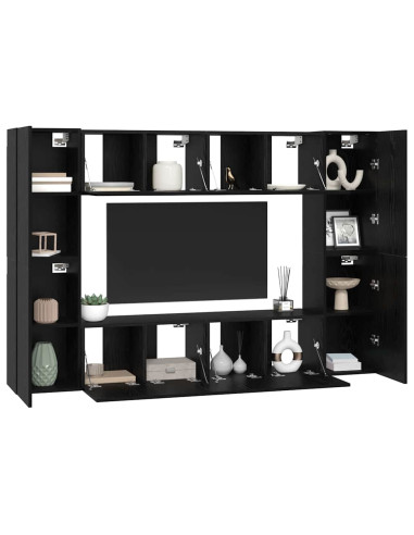 Set mobile TV Montaggio a parete Rovere Nero Legno multistrato
