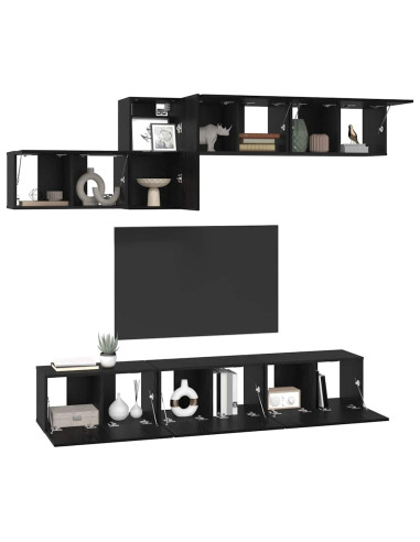 Set mobile TV con cassetto Rovere Nero Legno multistrato