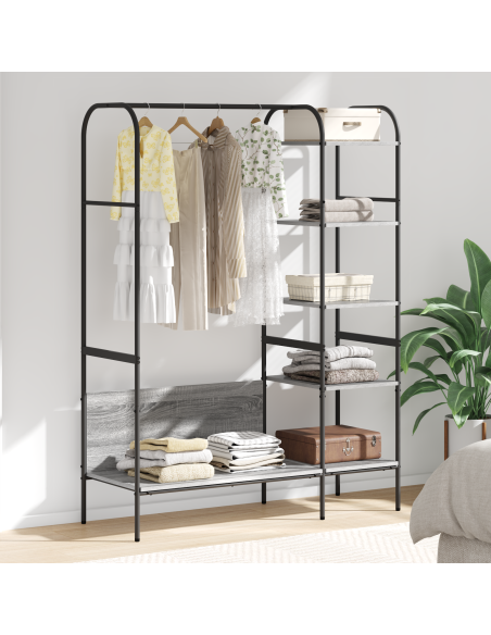 Stand per vestiti con ripiani Grigio Sonoma 120x44x160 cm Legno ingegnerizzato