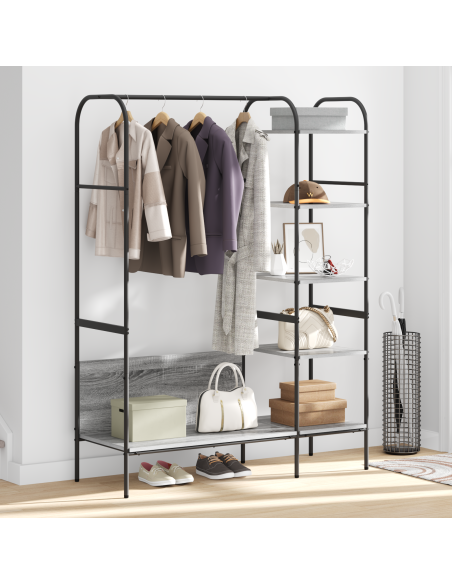 Stand per vestiti con ripiani Grigio Sonoma 120x44x160 cm Legno ingegnerizzato