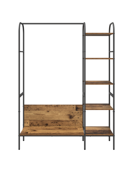 Stendibiancheria con Mensole Legno Riciclato 120x44x160 cm Legno Ingegnerizzato