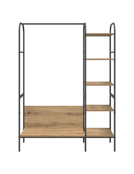 Appendiabiti con Ripiani Rovere Artigianale 120x44x160 cm Legno Ingegnerizzato