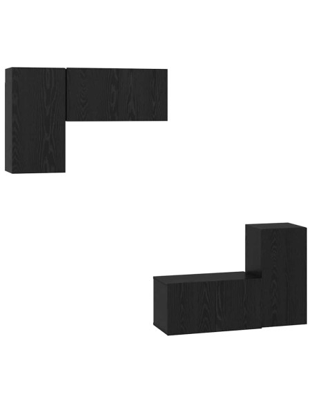 Set mobile TV Montaggio a parete Rovere Nero Legno multistrato