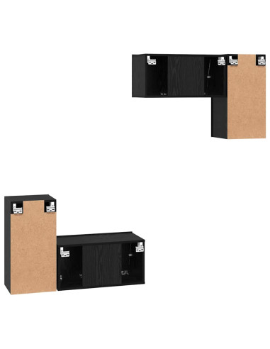 Set mobile TV Montaggio a parete Rovere Nero Legno multistrato