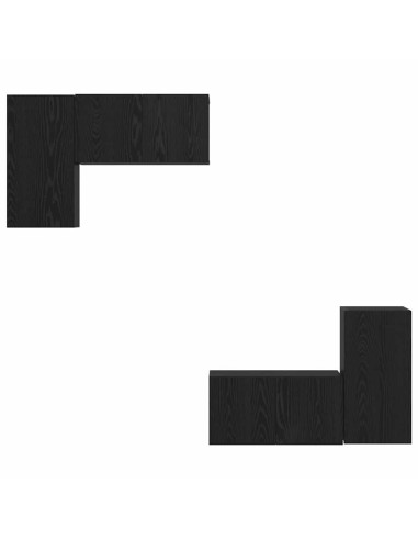 Set mobile TV Montaggio a parete Rovere Nero Legno multistrato