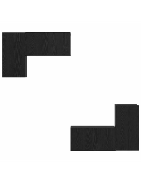 Set mobile TV Montaggio a parete Rovere Nero Legno multistrato