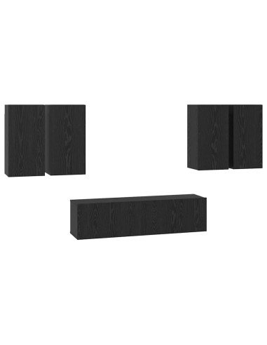 Set mobile TV Montaggio a parete Rovere Nero Legno multistrato