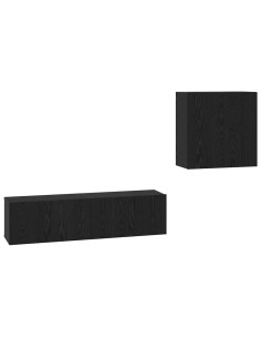 Set mobile TV Montaggio a parete Rovere Nero Legno multistrato 2