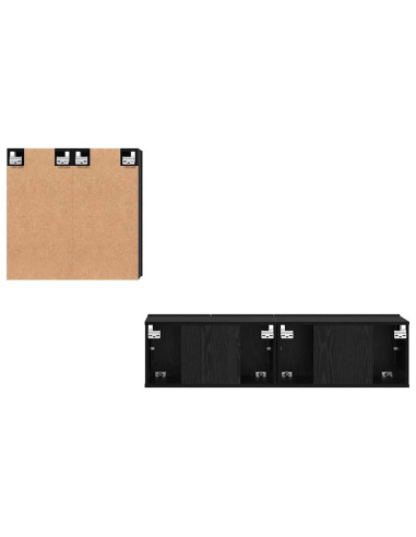 Set mobile TV Montaggio a parete Rovere Nero Legno multistrato
