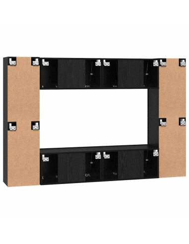 Set mobile TV Montaggio a parete Rovere Nero Legno multistrato