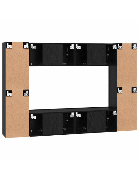 Set mobile TV Montaggio a parete Rovere Nero Legno multistrato