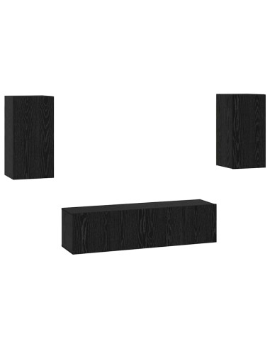 Set mobile TV Montaggio a parete Rovere Nero Legno multistrato