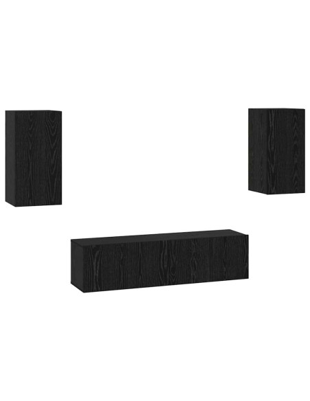 Set mobile TV Montaggio a parete Rovere Nero Legno multistrato