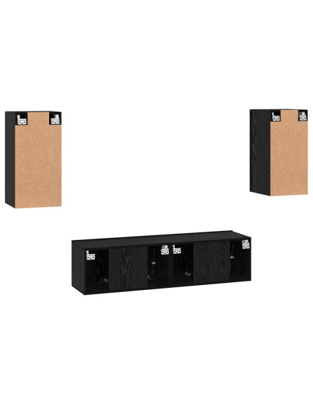 Set mobile TV Montaggio a parete Rovere Nero Legno multistrato