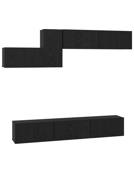 Set mobile TV con lo scaffale Altro 7 pcs Rovere Nero 60 x 30 x 30 cm