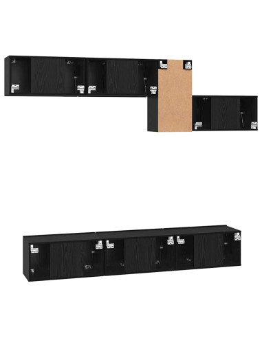 Set mobile TV con cassetto Rovere Nero Legno multistrato