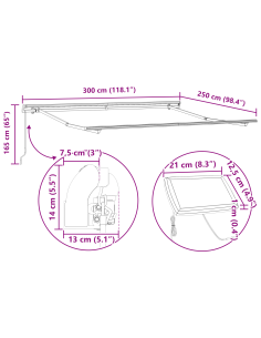 Tenda Retrattile Multicolore 300 x 250 cm Tessuto e acciaio