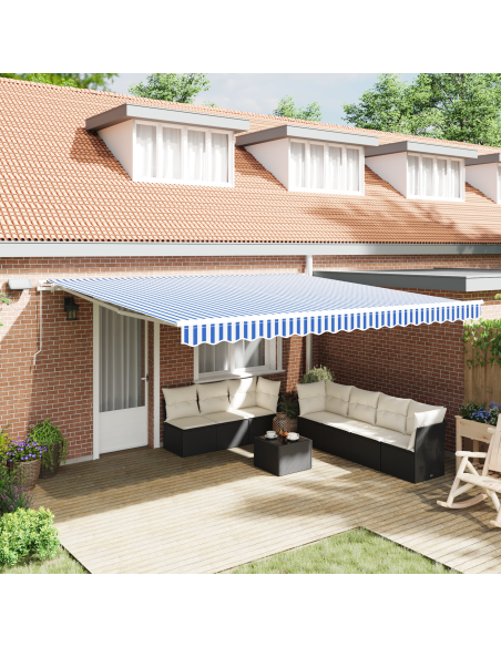 Tenda Retrattile with Blu e bianco 4.5 x 3 m Tessuto e metallo