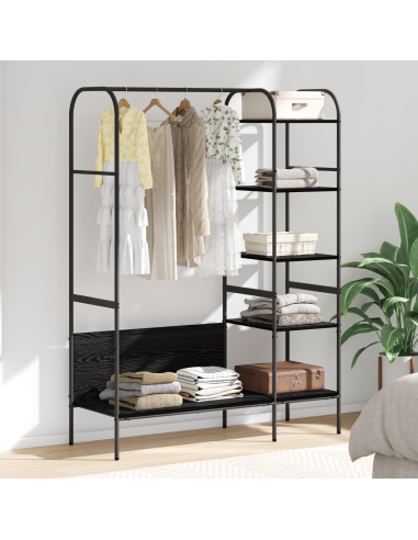 Stendibiancheria Nero 120 x 44 x 160 cm Legno multistrato