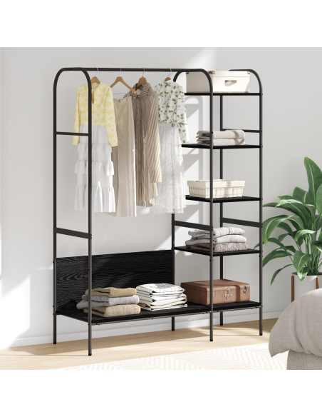 Stendibiancheria Nero 120 x 44 x 160 cm Legno multistrato