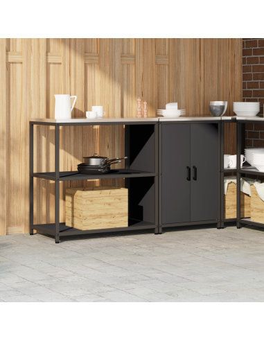 Set di Stoccaggio per Cucina con lo scaffale 2 pcs Nero