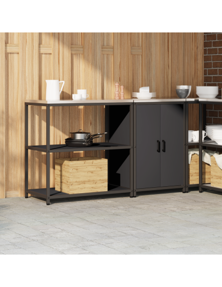 Set di Stoccaggio per Cucina 2 pcs Nero 150 x 50 x 92 cm