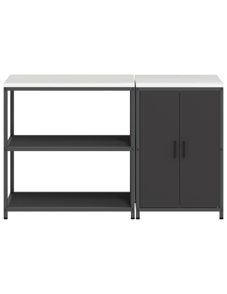 Set di Stoccaggio per Cucina 2 pcs Nero 150 x 50 x 92 cm