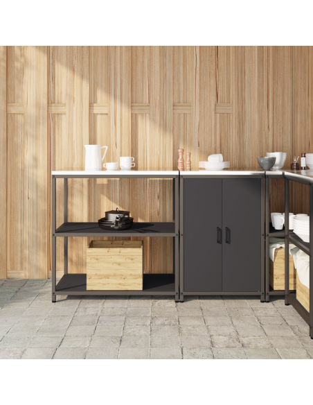 Set di Stoccaggio per Cucina 2 pcs Nero 150 x 50 x 92 cm